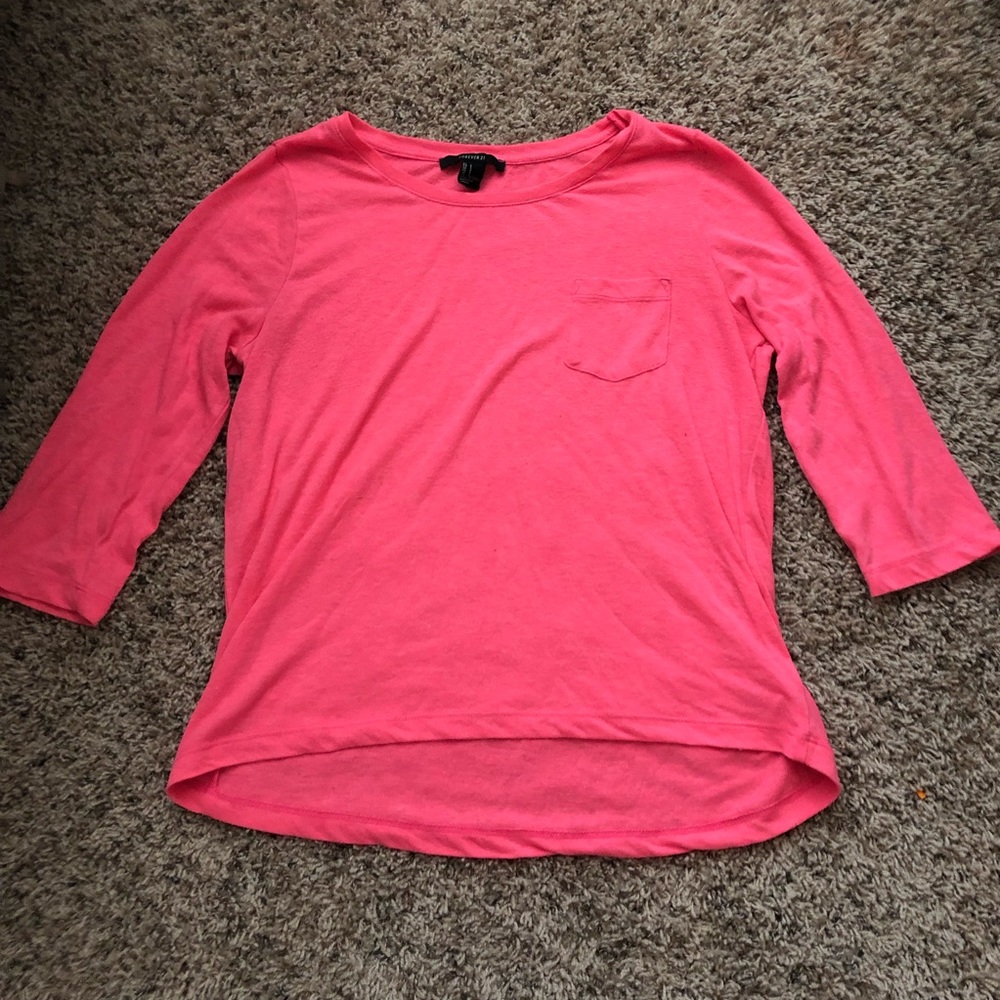 Forever 21 Bright Pink 3/4 Shirt